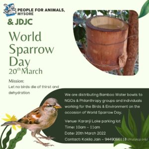 World Sparrow Day – Let No Birds Die of Thirst and Dehydration